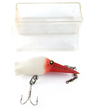 Vintage Eddie Pope Hot Shot M 306, 1/4oz White Red Head fishing lure #21627