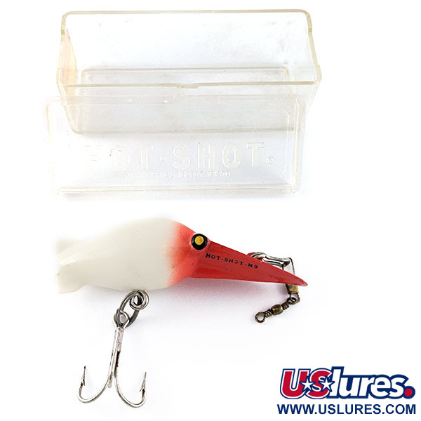 Vintage   Eddie Pope Hot Shot M 306, 1/4oz White Red Head fishing lure #21627