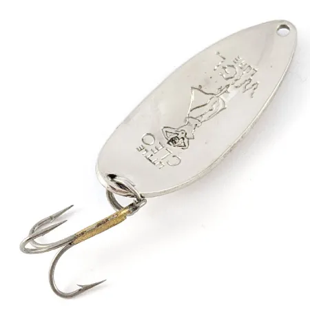 Vintage Seneca Little Cleo (Hula Girl), 1/2oz nickel/red fishing spoon #21635
