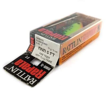 Rapala Rattl'n RAP RNR05 UV (Finland ), 2/5oz Fire tiger fishing lure #21639