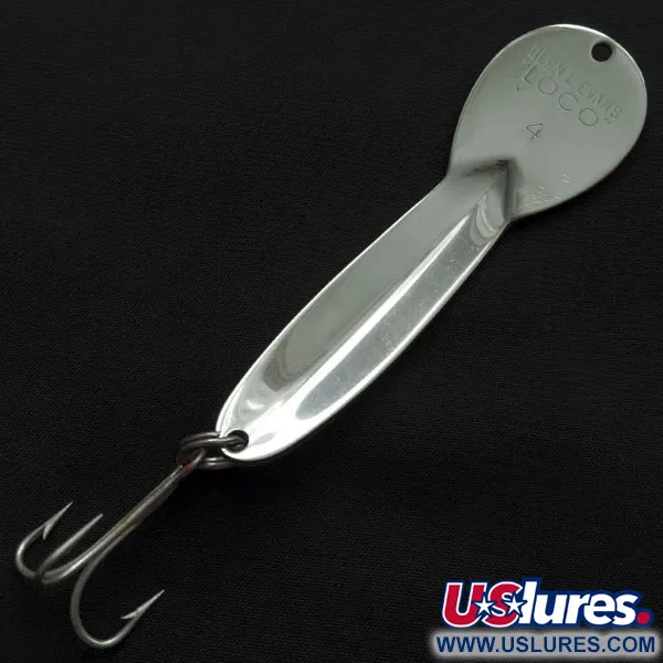 Vintage Glen Evans Loco 4, 3/4oz nickel fishing spoon #21648