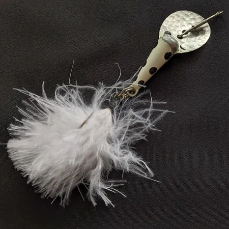 Vintage Glen Evans Gad-About, 2/5oz silver/black/white fishing spoon #21667