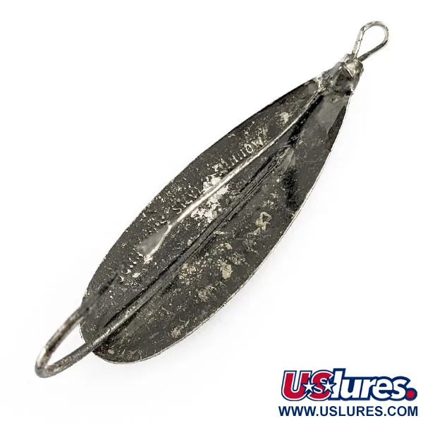 Vintage   Johnson Silver Minnow, 1/3oz black/nickel fishing spoon #21676