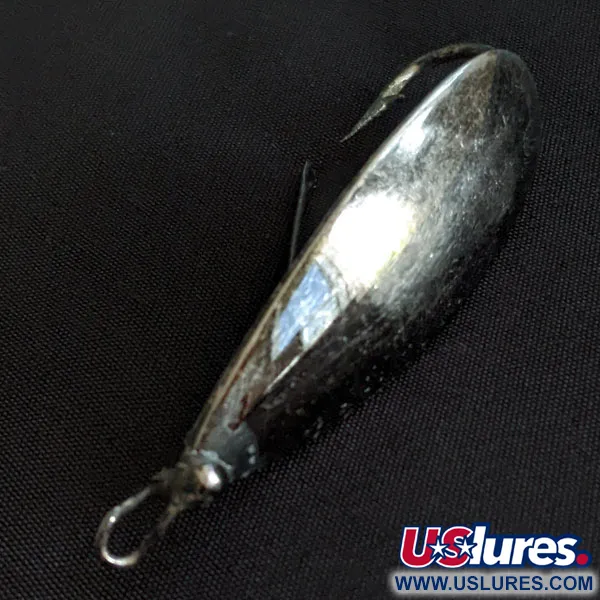 Vintage   Johnson Silver Minnow, 1/3oz black/nickel fishing spoon #21676