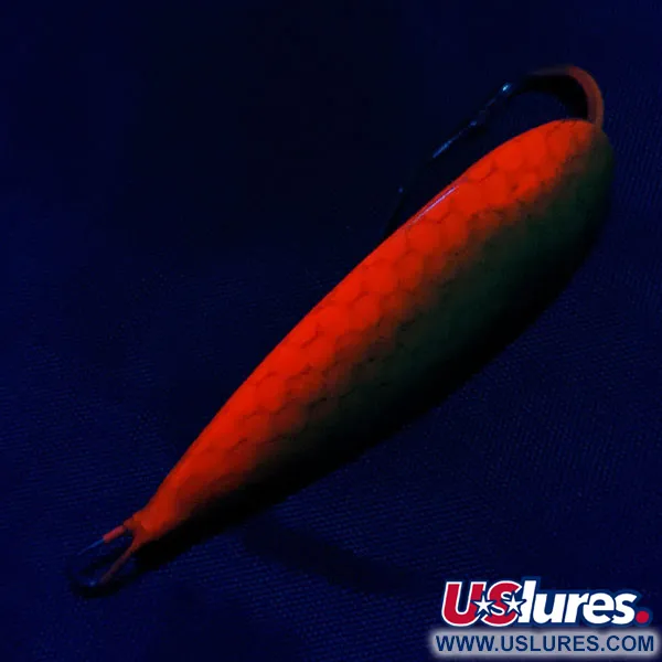 Vintage   Johnson Silver Minnow, 2/5oz Nickel/Green/Orange fishing spoon #21678