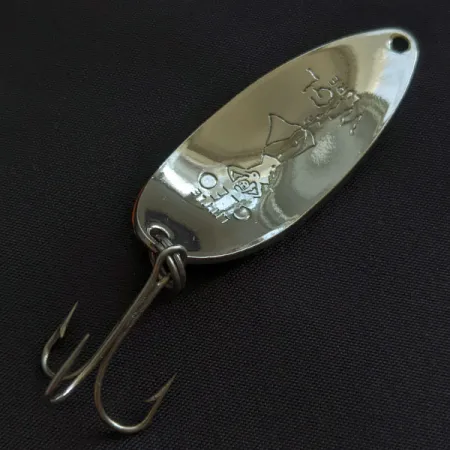 Vintage Seneca Little Cleo (Hula Girl), 1/2oz nickel/orange fishing spoon #21682