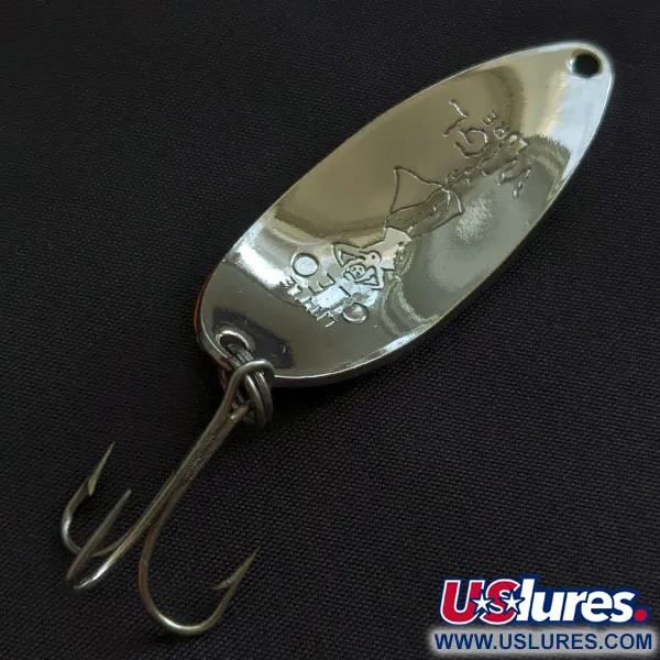 Vintage Seneca Little Cleo (Hula Girl), 1/2oz nickel/orange fishing spoon #21682