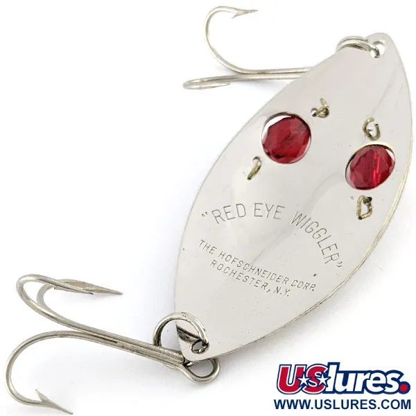 Vintage Hofschneider Red Eye Wiggler, 1oz nickel/red fishing spoon #21684