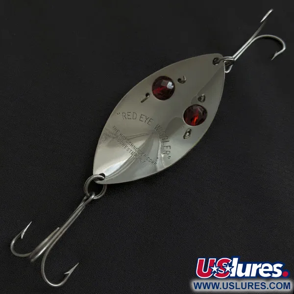 Vintage Hofschneider Red Eye Wiggler, 1oz nickel/red fishing spoon #21684