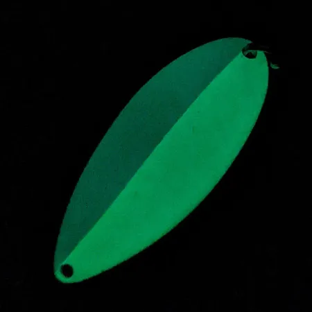 Vintage Seneca Little Cleo (Hula Girl) Glow, 3/4oz nickel/white/blue Glow - glows in the dark fishing spoon #21691