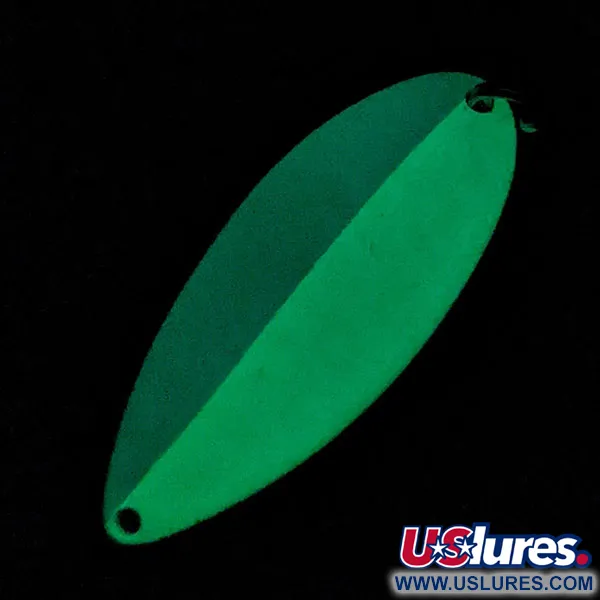 Vintage Seneca Little Cleo (Hula Girl) Glow, 3/4oz nickel/white/blue Glow - glows in the dark fishing spoon #21691