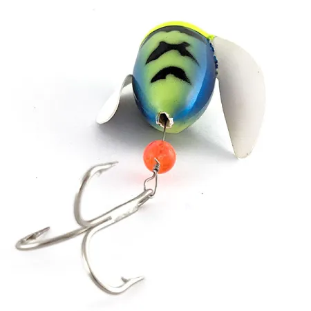 Vintage Yakima Bait Spin-N-Glo, 1/4oz Blue Chartreuse Black  spinning lure #21702