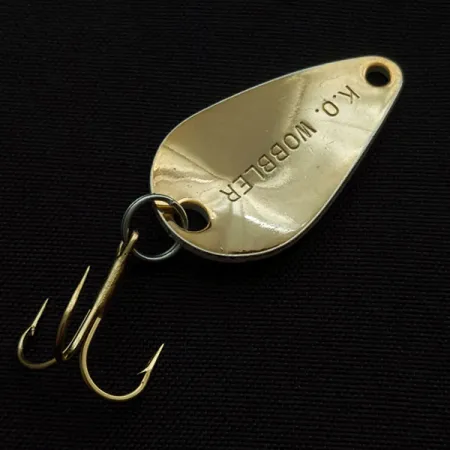 Vintage Acme K.O. Wobbler, 1/8oz black/white/gold fishing spoon #21733