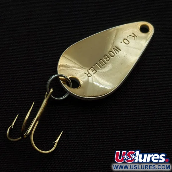 Vintage Acme K.O. Wobbler, 1/8oz black/white/gold fishing spoon #21733