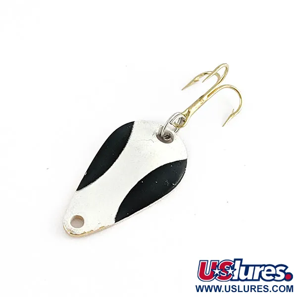 Vintage Acme K.O. Wobbler, 1/8oz black/white/gold fishing spoon #21733