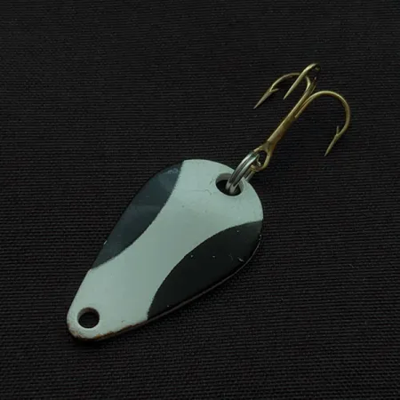 Vintage Acme K.O. Wobbler, 1/8oz black/white/gold fishing spoon #21733