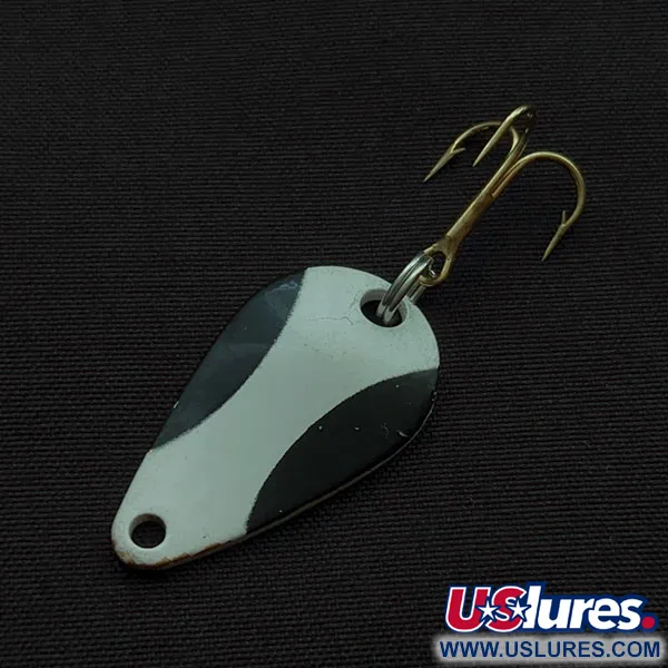 Vintage Acme K.O. Wobbler, 1/8oz black/white/gold fishing spoon #21733