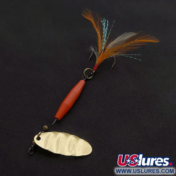 Vintage Worth #301, 1/3oz gold/black/red spinning lure #21738