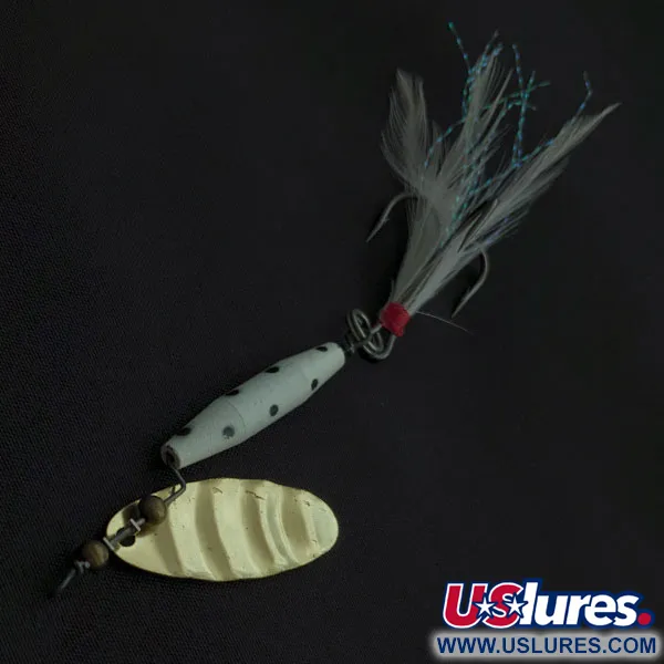 Vintage Worth #301, 1/3oz black/white/gold spinning lure #21739
