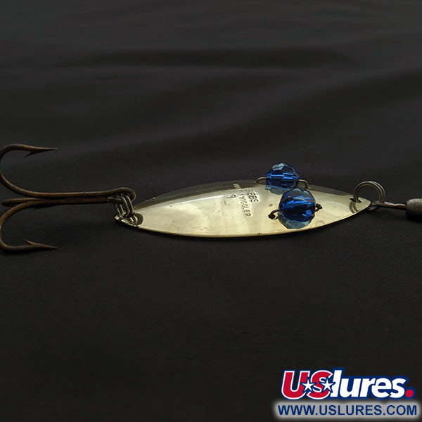 Vintage   Gibbs Ruby Eye Wiggler, 1oz gold/blue eyes fishing spoon #21745