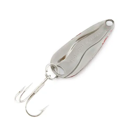Vintage Luhr Jensen Hot Shot W, 3/64oz nickel/red fishing spoon #21772