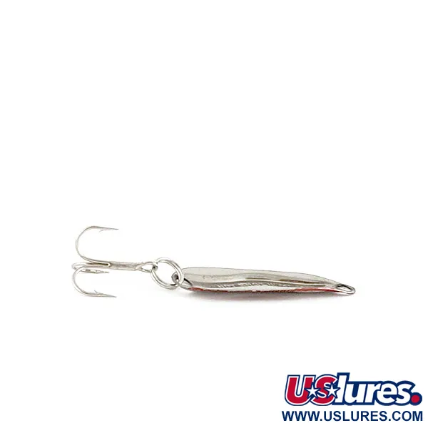 Vintage Luhr Jensen Hot Shot W, 3/64oz nickel/red fishing spoon #21772