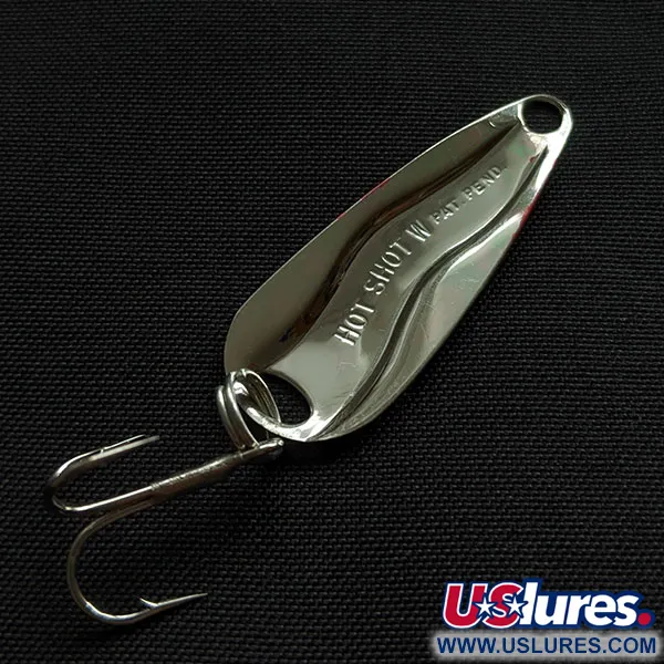 Vintage Luhr Jensen Hot Shot W, 3/64oz nickel/red fishing spoon #21772