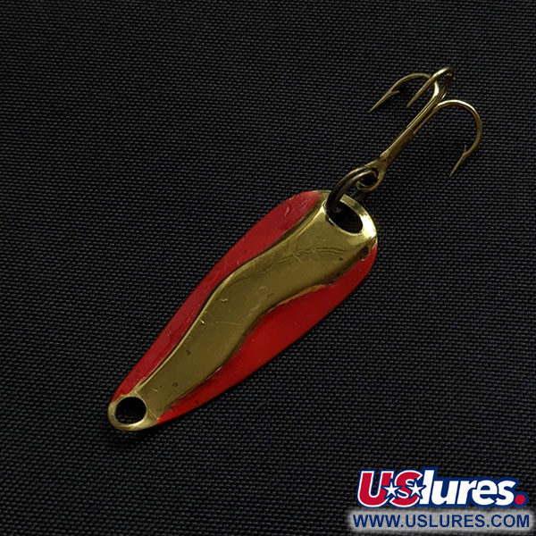 Vintage   Luhr Jensen Hot Shot W, 3/64oz gold/red fishing spoon #21773