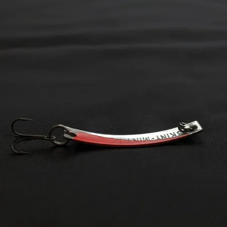 Vintage Yakima Bait Skiny-miny, 1/8oz nickel/orange fishing spoon #21755