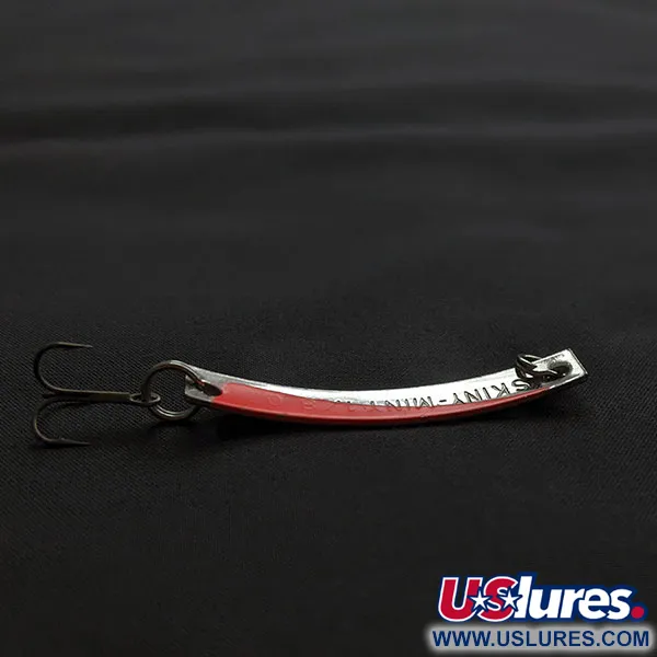 Vintage Yakima Bait Skiny-miny, 1/8oz nickel/orange fishing spoon #21755