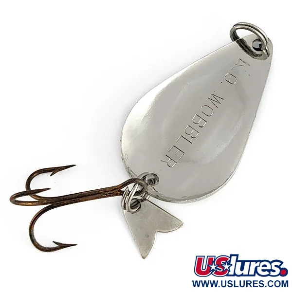 Vintage Acme K.O. Wobbler, 1/2oz nickel fishing spoon #21758