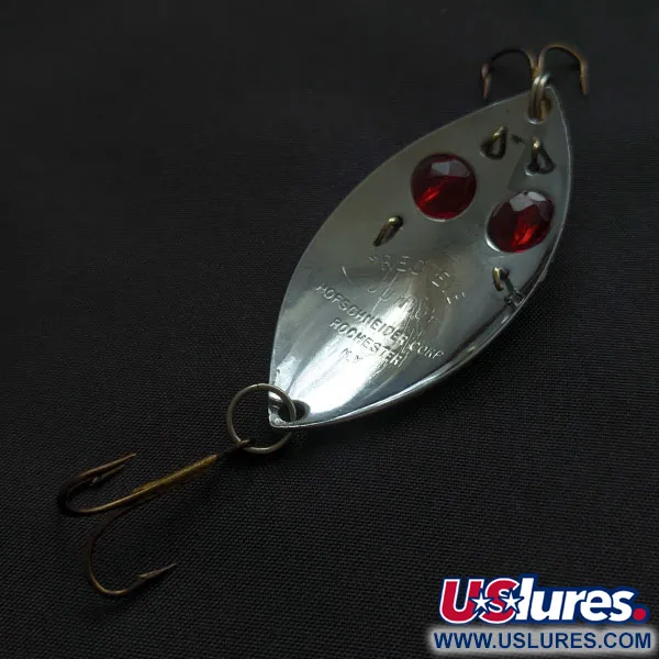 Vintage Hofschneider Red Eye Junior, 1/2oz nickel/red eyes fishing spoon #21767