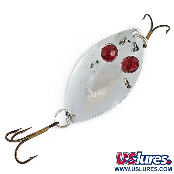 Vintage Hofschneider Red Eye Junior, 1/2oz nickel/red eyes fishing spoon #21767