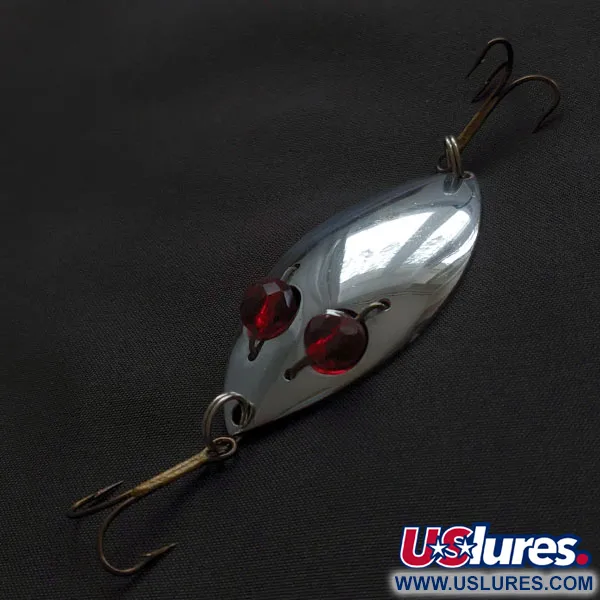 Vintage Hofschneider Red Eye Junior, 1/2oz nickel/red eyes fishing spoon #21767