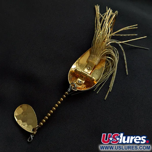 Vintage Nemire Lures Red Ripper, 1/2oz gold fishing spoon #21788