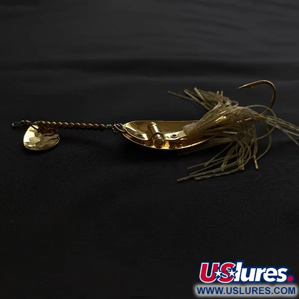 Vintage Nemire Lures Red Ripper, 1/2oz gold fishing spoon #21788