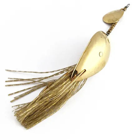 Vintage Nemire Lures Red Ripper, 1/2oz gold fishing spoon #21788