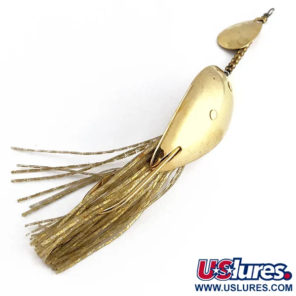 Vintage Nemire Lures Red Ripper, 1/2oz gold fishing spoon #21788