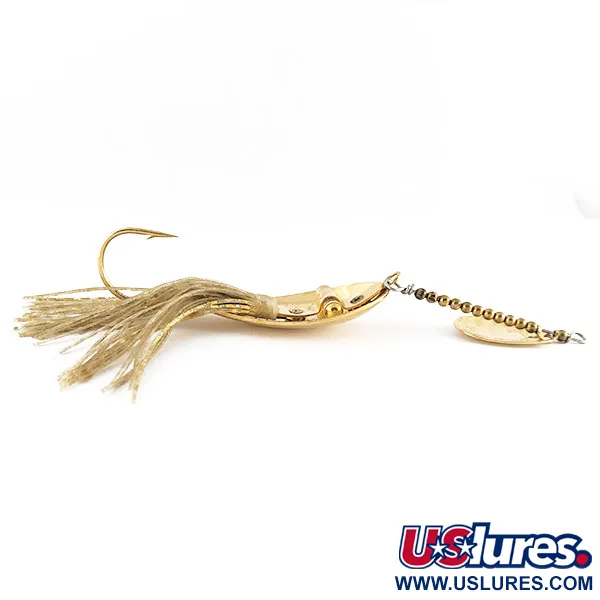 Vintage Nemire Lures Red Ripper, 1/2oz gold fishing spoon #21788