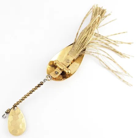 Vintage Nemire Lures Red Ripper, 1/2oz gold fishing spoon #21788