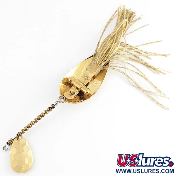 Vintage Nemire Lures Red Ripper, 1/2oz gold fishing spoon #21788