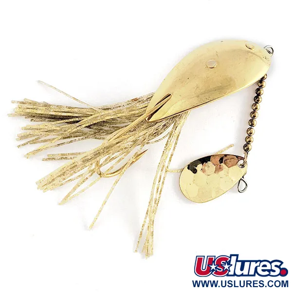 Vintage Nemire Lures Red Ripper, 1/2oz gold fishing spoon #21788