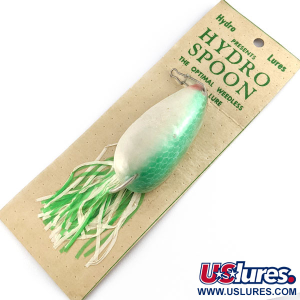  Hydro Lures Hydro Spoon, 1/2oz white/green fishing spoon #21789