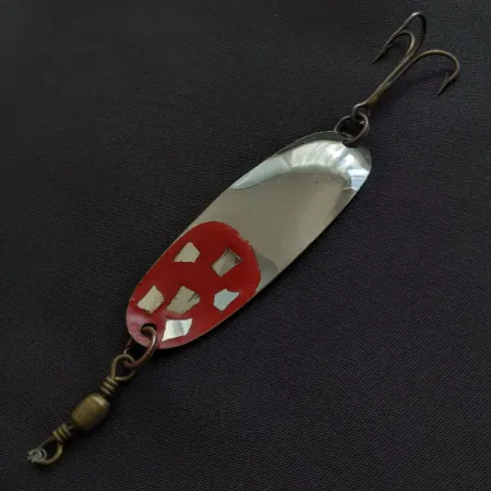 Vintage Roy Self, 1/4oz nickel/red fishing spoon #21821