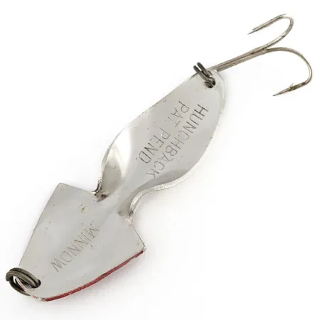 Vintage Hunchback Minnow, 2/3oz red/white/nickel fishing spoon #21826