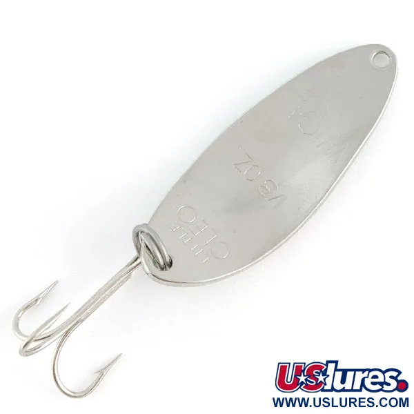 Vintage Acme Little Cleo (1980s), 1/3oz nickel/green fishing spoon #21849