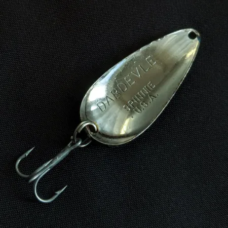 Vintage Eppinger Dardevle Spinnie, 1/3oz nickel/blue fishing spoon #21858