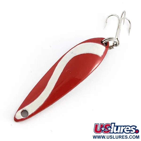 Vintage   Acme Fiord Spoon Jr Lightning (50s), 1/4oz red/white/nickel fishing spoon #21860
