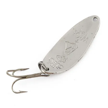 Vintage Seneca Little Cleo (Hula Girl), 1/3oz nickel/blue/white fishing spoon #21865