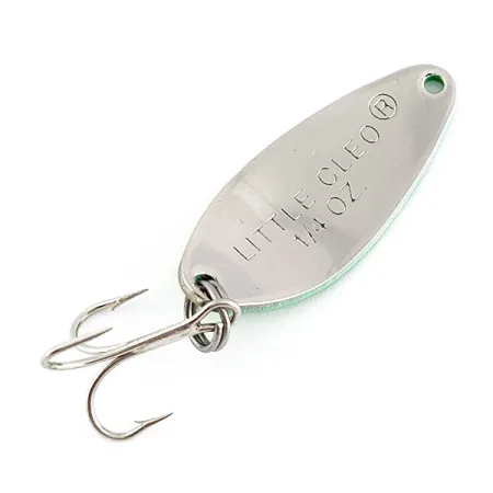 Vintage Acme Little Cleo, 1/4oz yellow/green/nickel fishing spoon #21896
